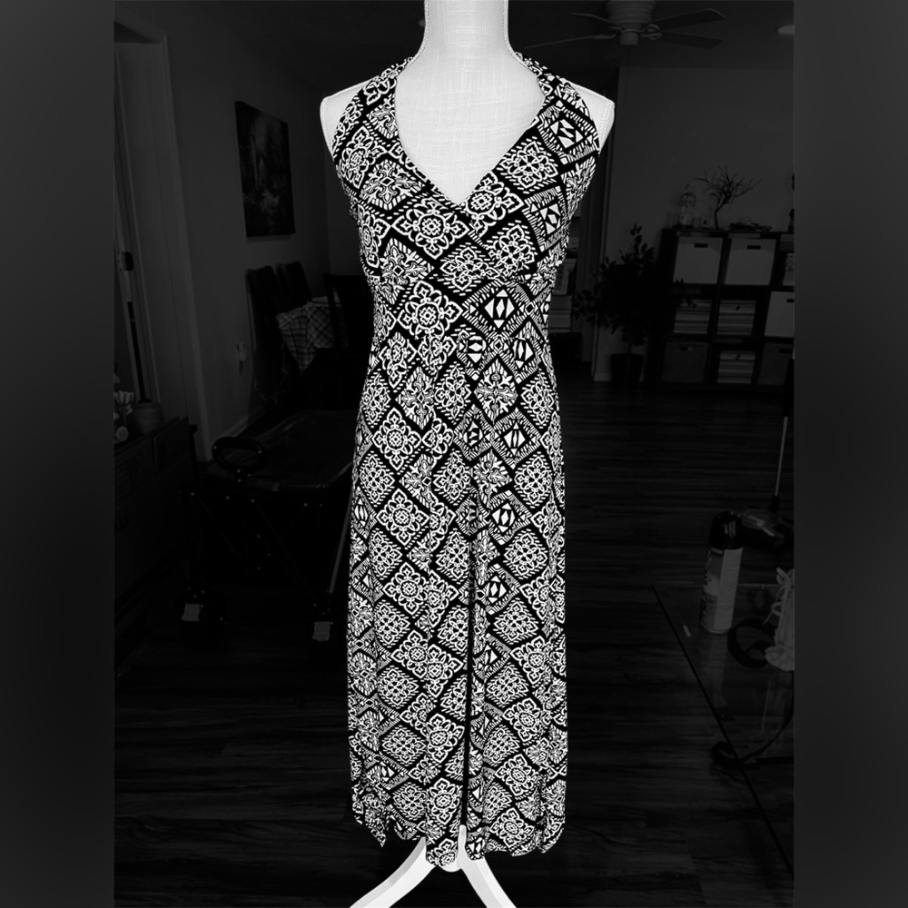 French Laundry Black and White Geometric Maxi Dress